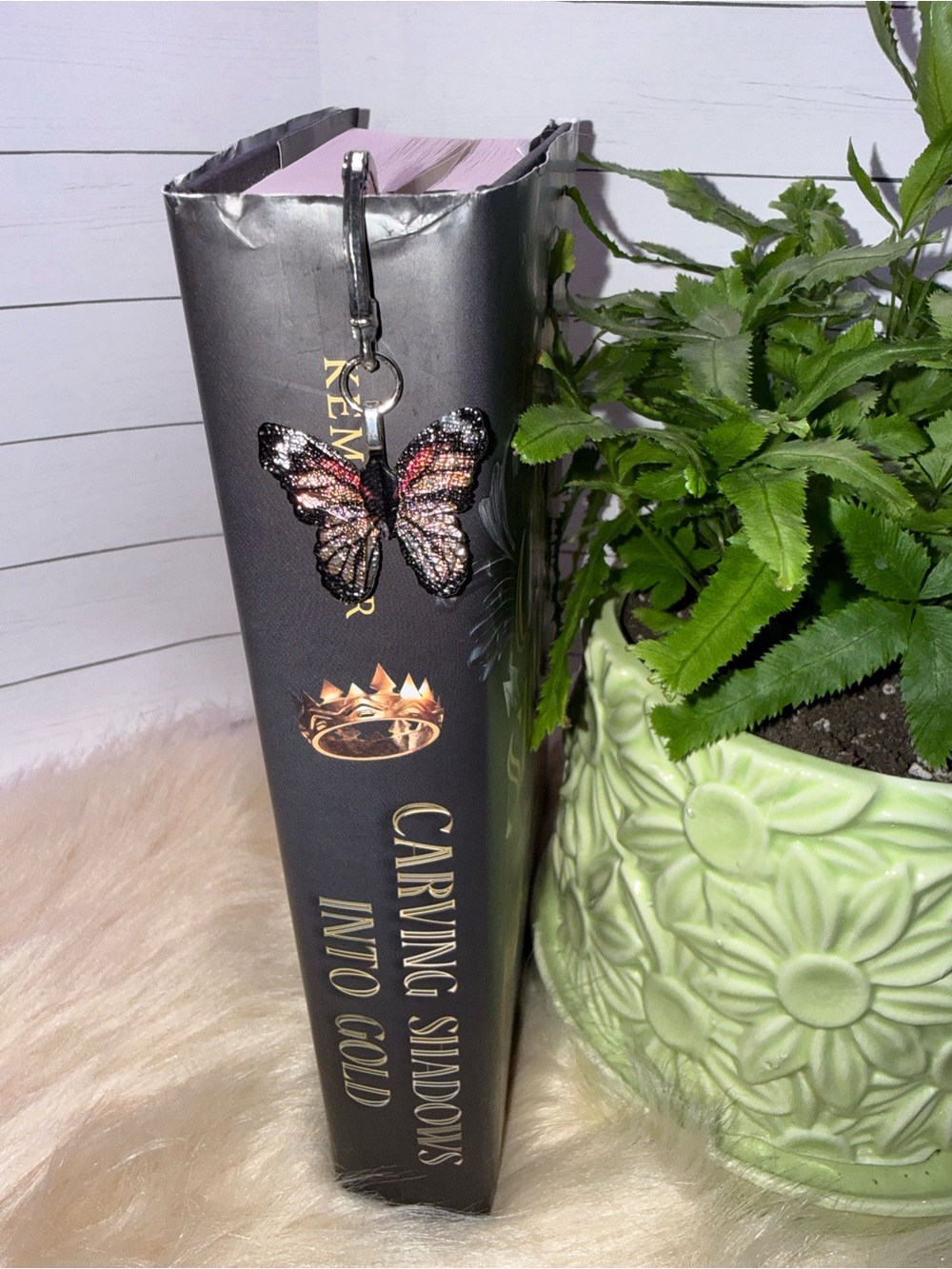 5” Hairpin hook metal bookmark with butterfly charm